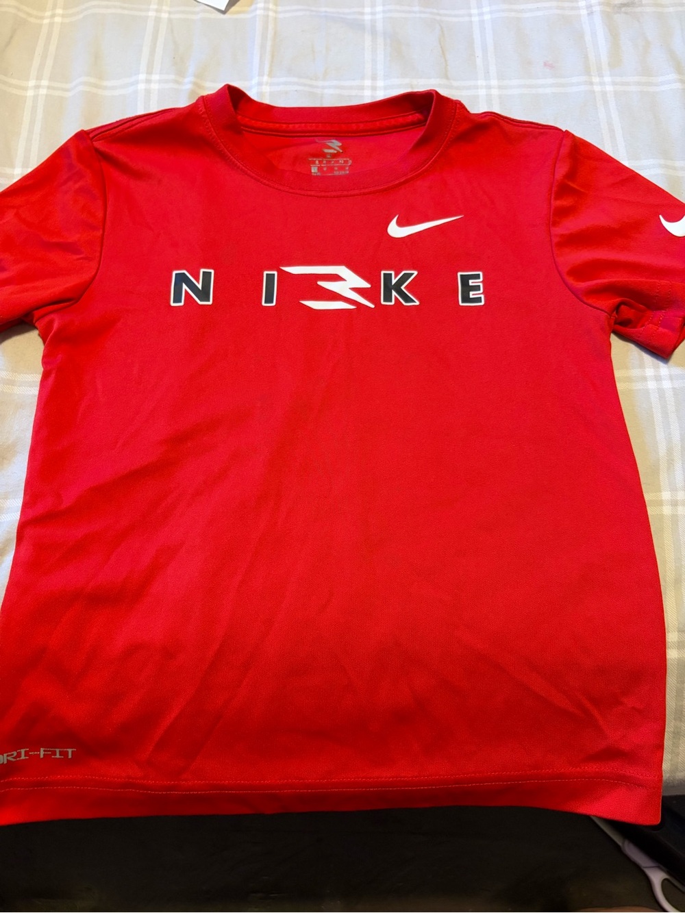 Nike Red Short Sleeve Dri-FIT Tee with White Logo